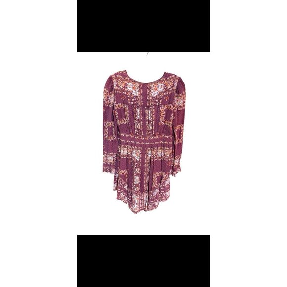 Free People Bridget Dress Size Small Long Sleeve Floral Ruffled Boho Peasant - Picture 3 of 9